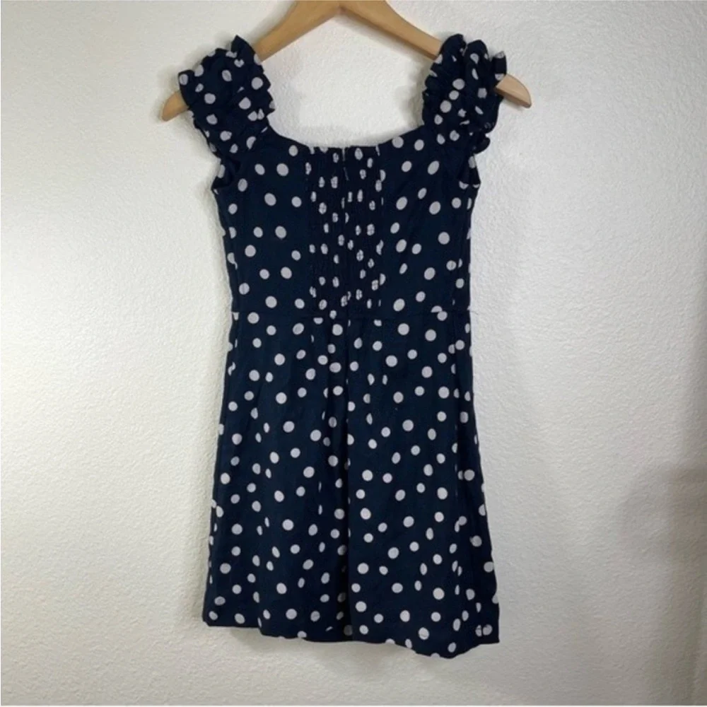 Abercrombie & Fitch Navy Polka Dot Linen Mini Dress - Picture 6 of 6